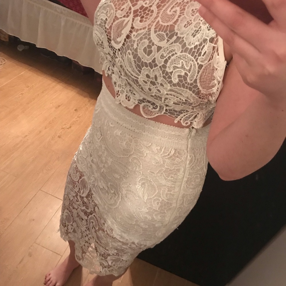 Lace skirt with matching crop top